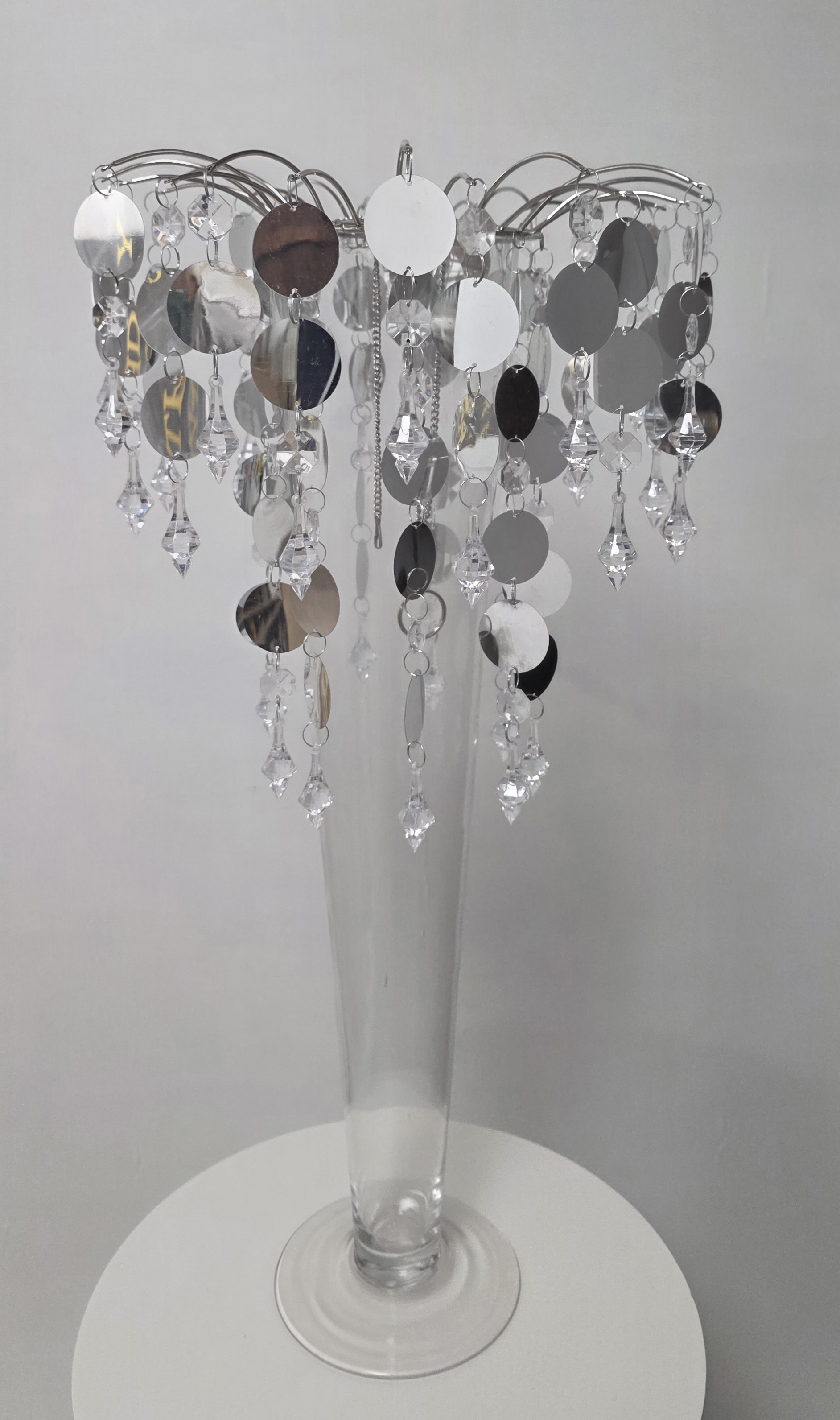 Clear hanging centerpieces