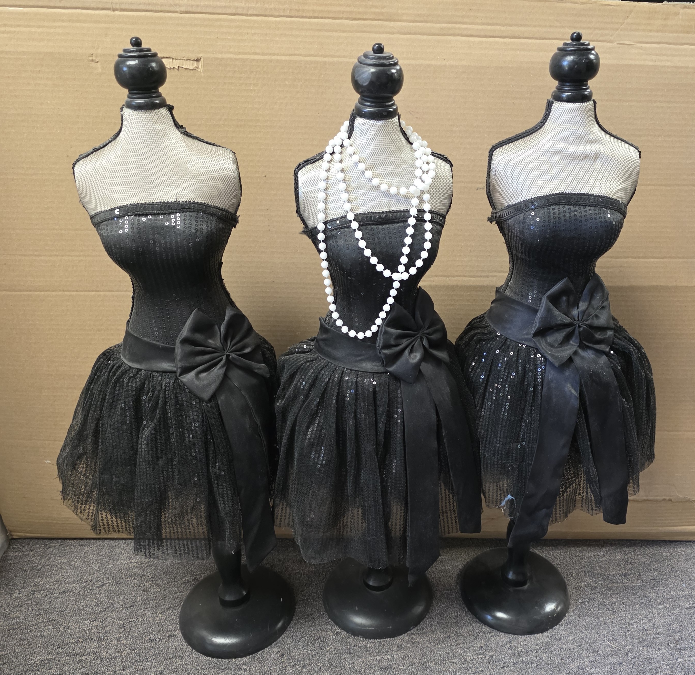 Black dress-form centerpieces